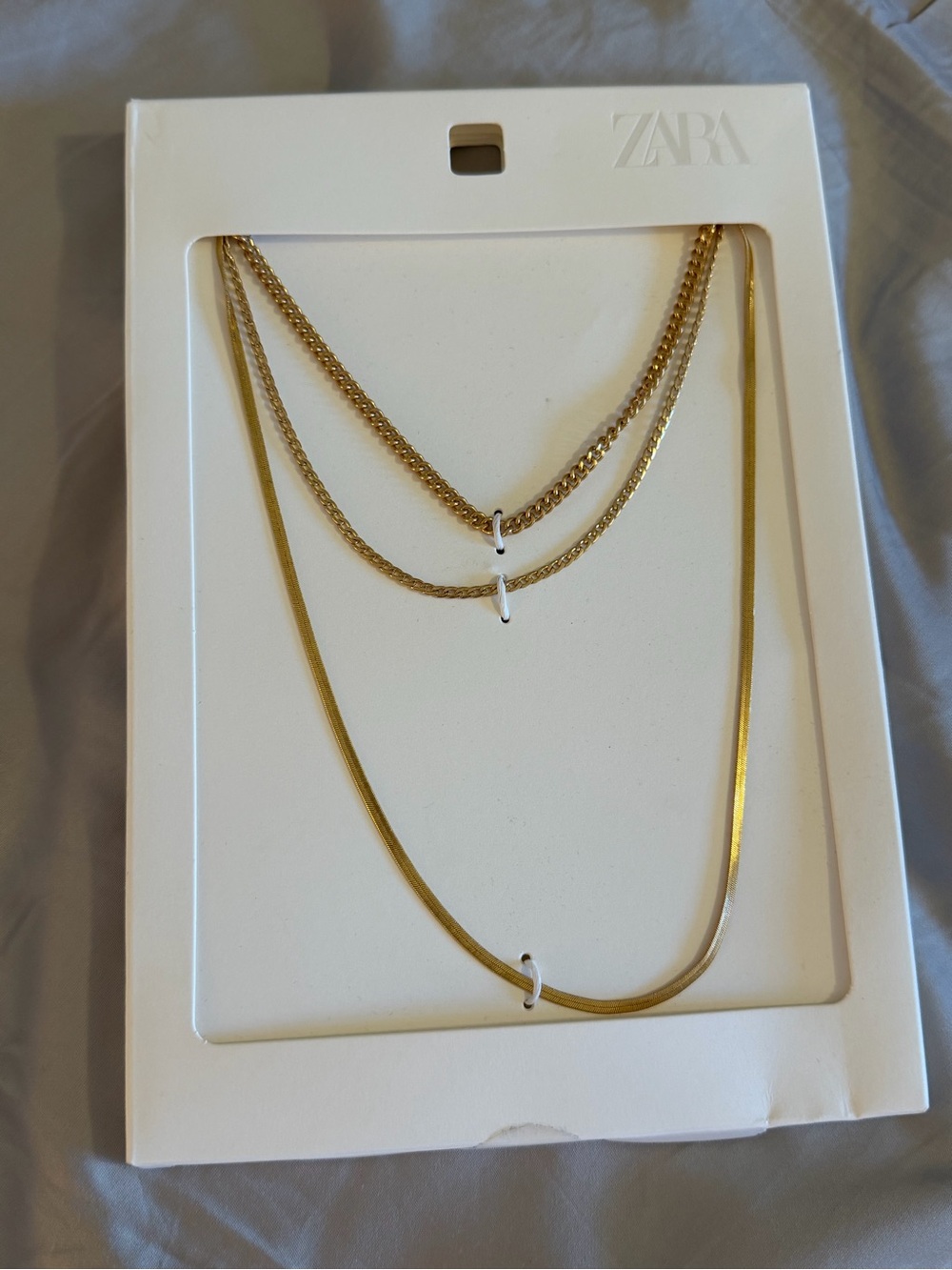 Zara Gold-Tone Three-Layer Chain Necklace
